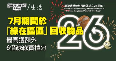 「綠在區區」回收額外賞　7月期間回收物品　最高可獲額外6倍綠綠賞積分