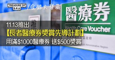 長者醫療券獎賞先導計劃｜11.13實行！全年度用滿$1000醫療券　送$500獎賞