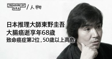 日本推理大師東野圭吾大腸癌逝享年68歲！大腸癌致命癌症第2位，50歲高危