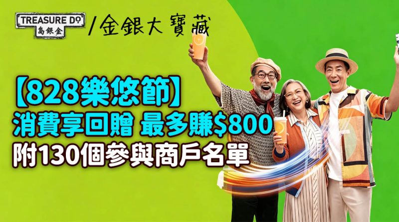 828樂悠節｜憑樂悠咭消費滿$100即回贈$8，最多賺$800 (130個參與商戶名單)